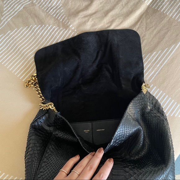 SOLD Céline Black Python Leather Gourmette Bag - Picture 11 of 16